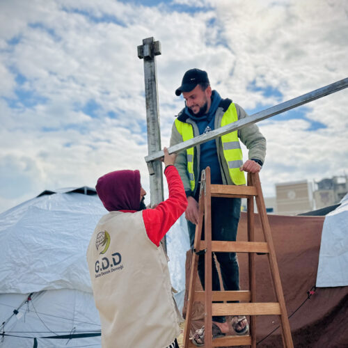 Gazze Destek is implementing a project to establish prayer areas to displaced people in the Gaza